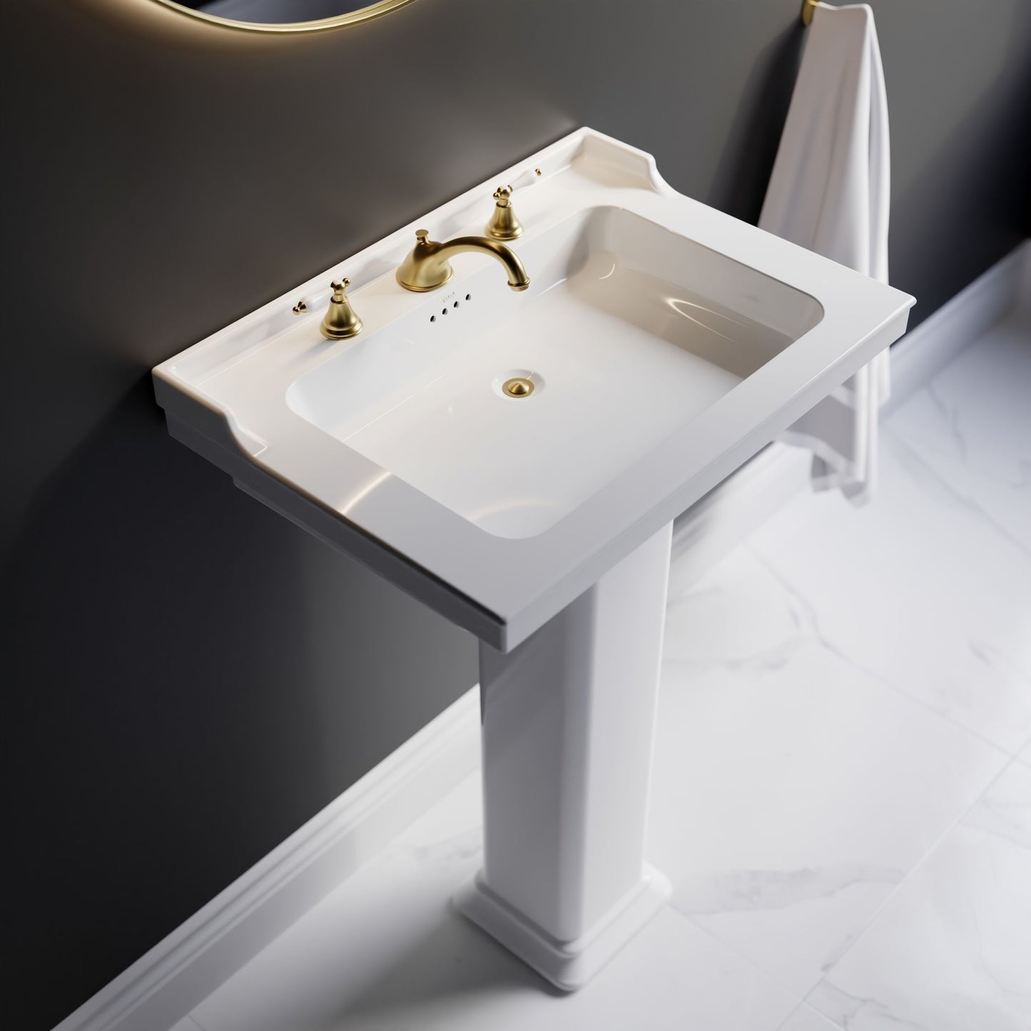 Cheviot 354-WH-8 Square Valarte Pedestal Sink - White