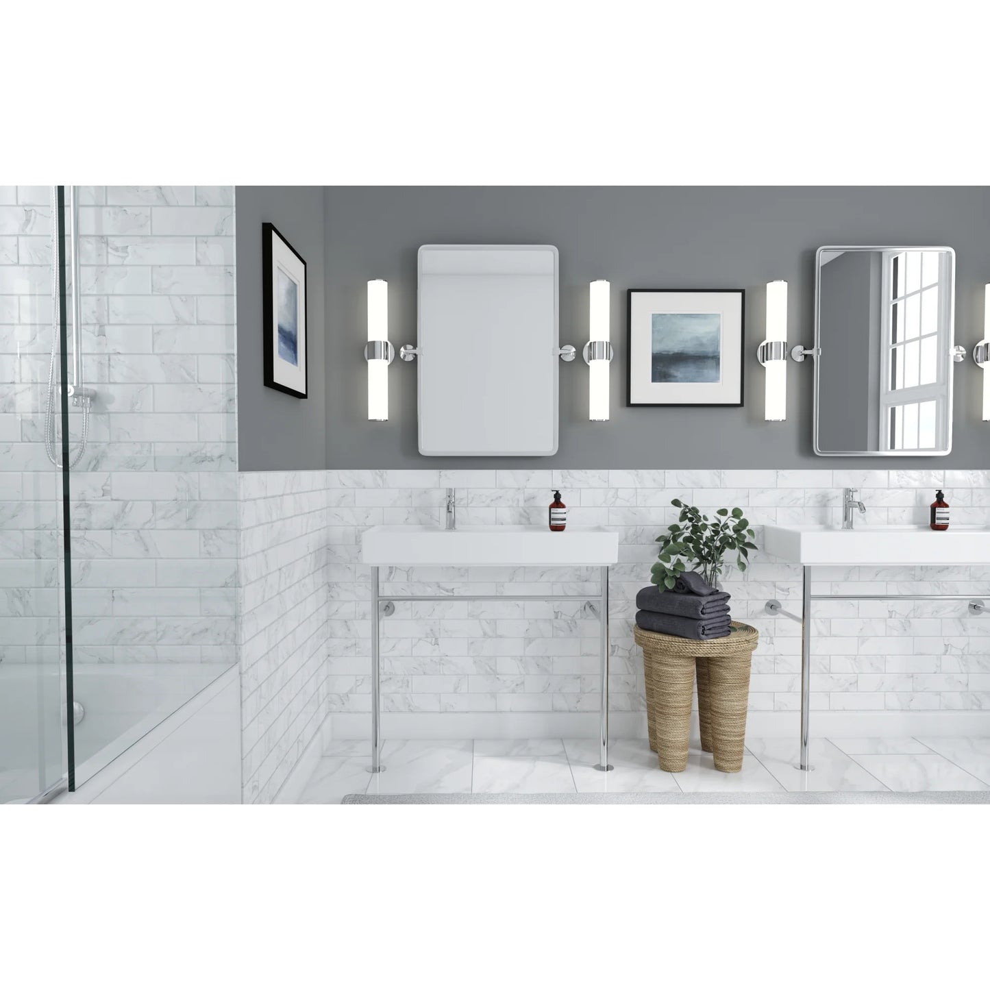 Cheviot 355-WH-1-CH Square Integra Console Sink - White, Chrome