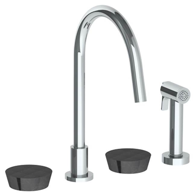 Watermark 36-7.1G-NM Zen Deck Mounted 4 Hole Gooseneck Kitchen Set - Includes Side Spray