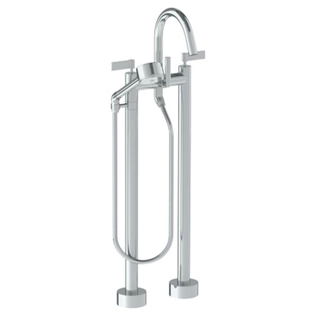 Watermark 37-8.3V-BL2 Blue Floor Standing Gooseneck Bath Set With Volume Hand Shower