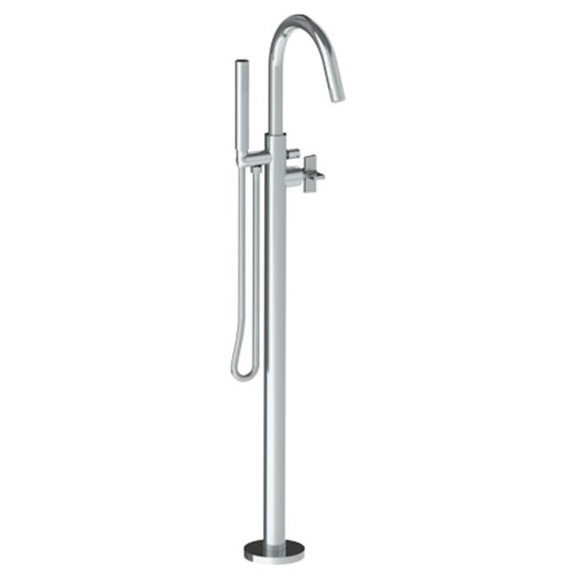 Watermark 37-8.8G-BL3 Blue Single Hole Floor Standing Gooseneck Bath Set With Hand Shower