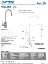 Load image into Gallery viewer, Waterstone 3900-1 Parche Prep Faucet w/Side Spray