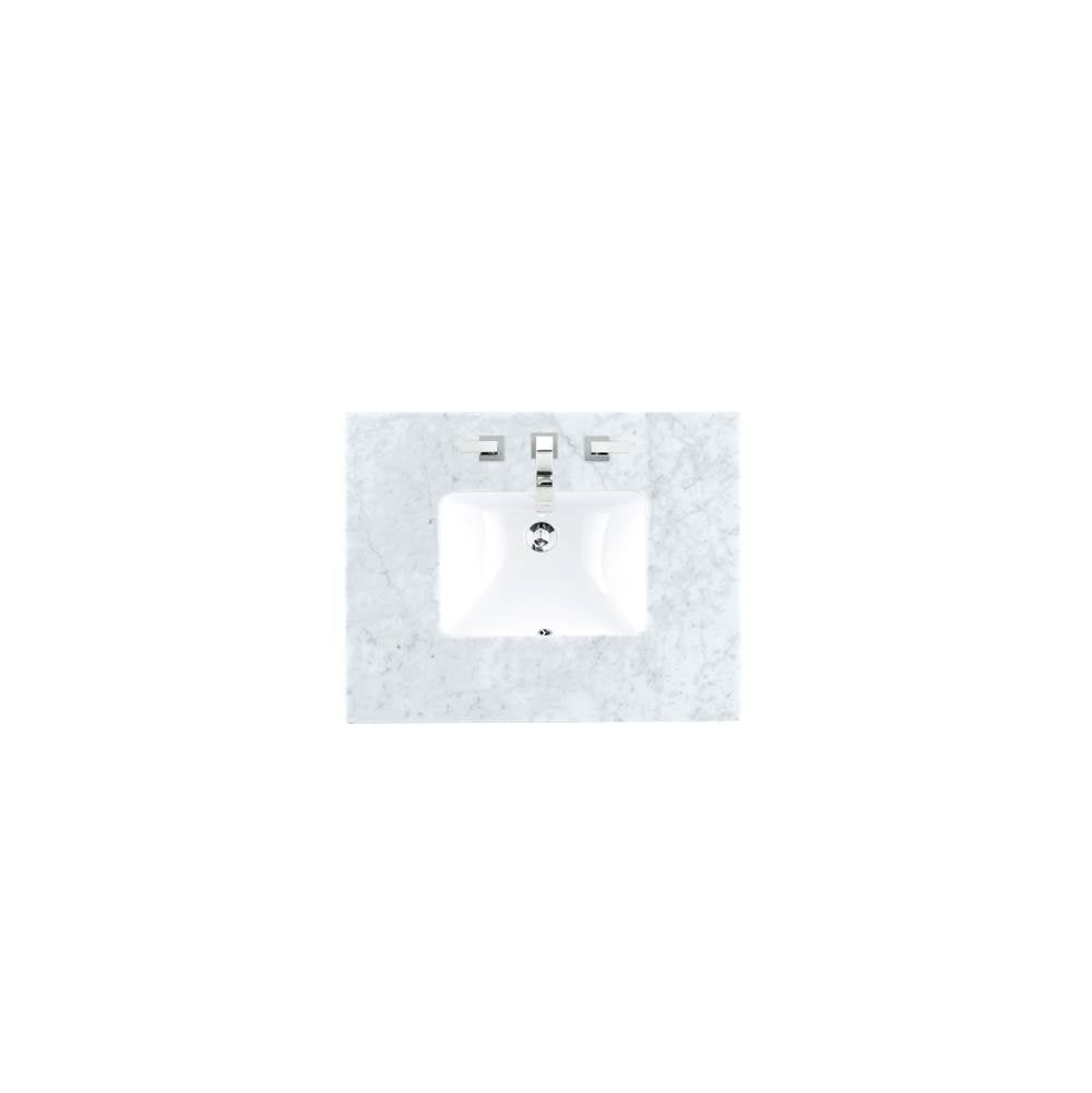James Martin 090-S30-CAR-SNK 30" Single 3 CM Top, Carrara White With Sink