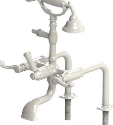 Rubinet 3DETL Deck Mount Tub Filler With Hand Held Shower