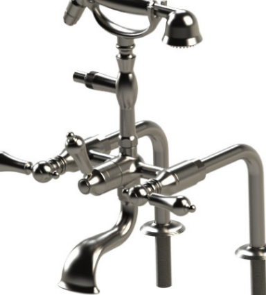 Rubinet 3DRML Deck Mount Tub Filler With Hand Held Shower