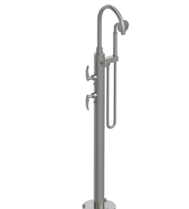 Rubinet 3GLAL Floor Mount Tub Filler With Hand Held Shower