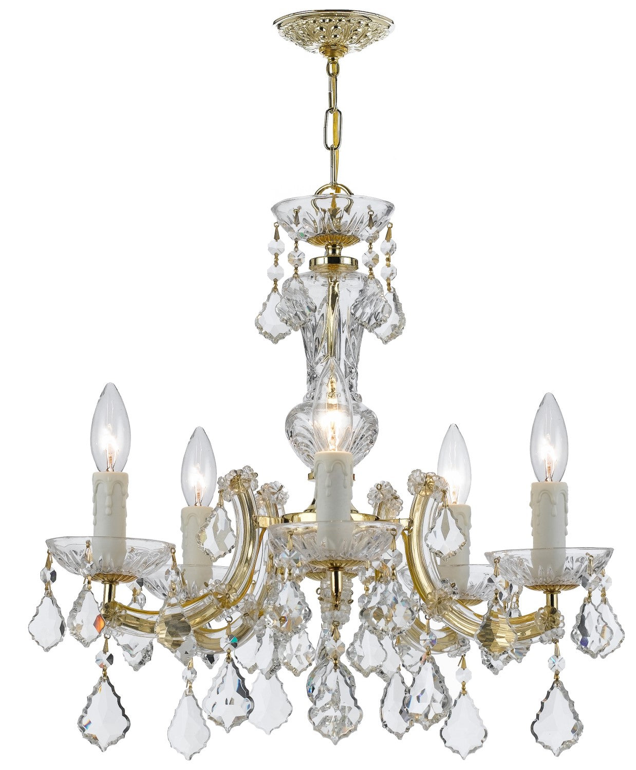 Crystorama 4376-CL-MWP Maria Theresa 5 Light Hand Cut Crystal Mini Chandelier