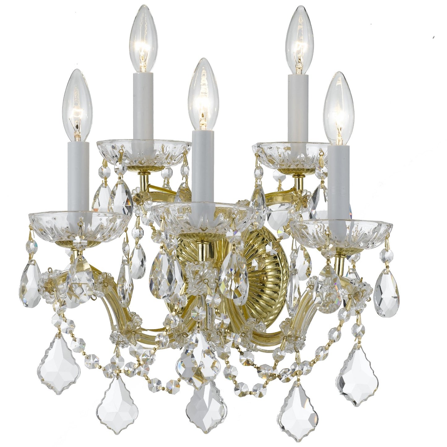 Crystorama 4404-CL-MWP Maria Theresa 5 Light Hand Cut Crystal Wall Mount