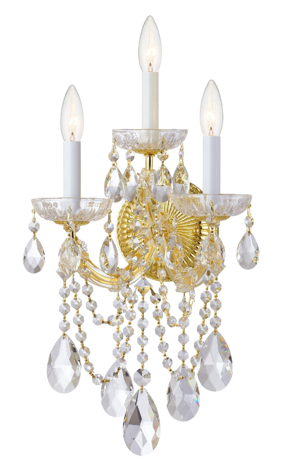 Crystorama 4423-CL-SAQ Maria Theresa 3 Light Spectra Crystal Wall Mount