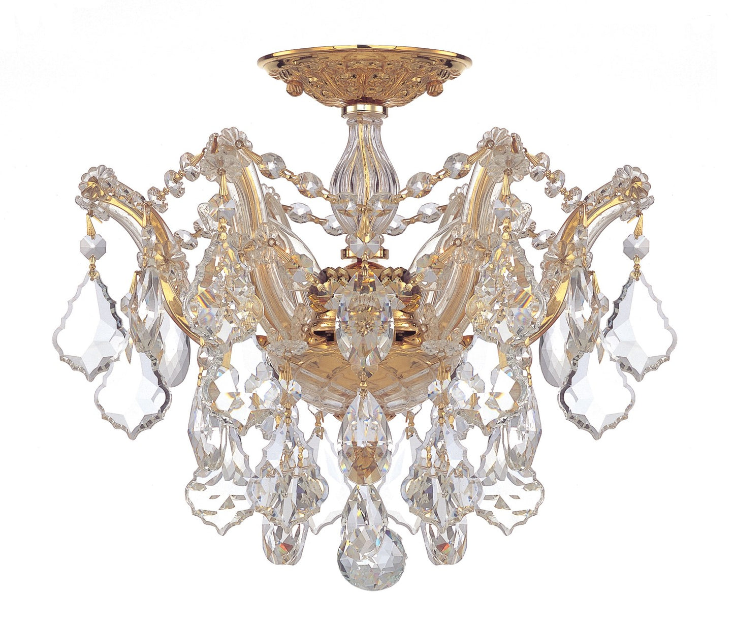 Crystorama 4430-CL-MWP Maria Theresa 3 Light Hand Cut Crystal Ceiling Mount