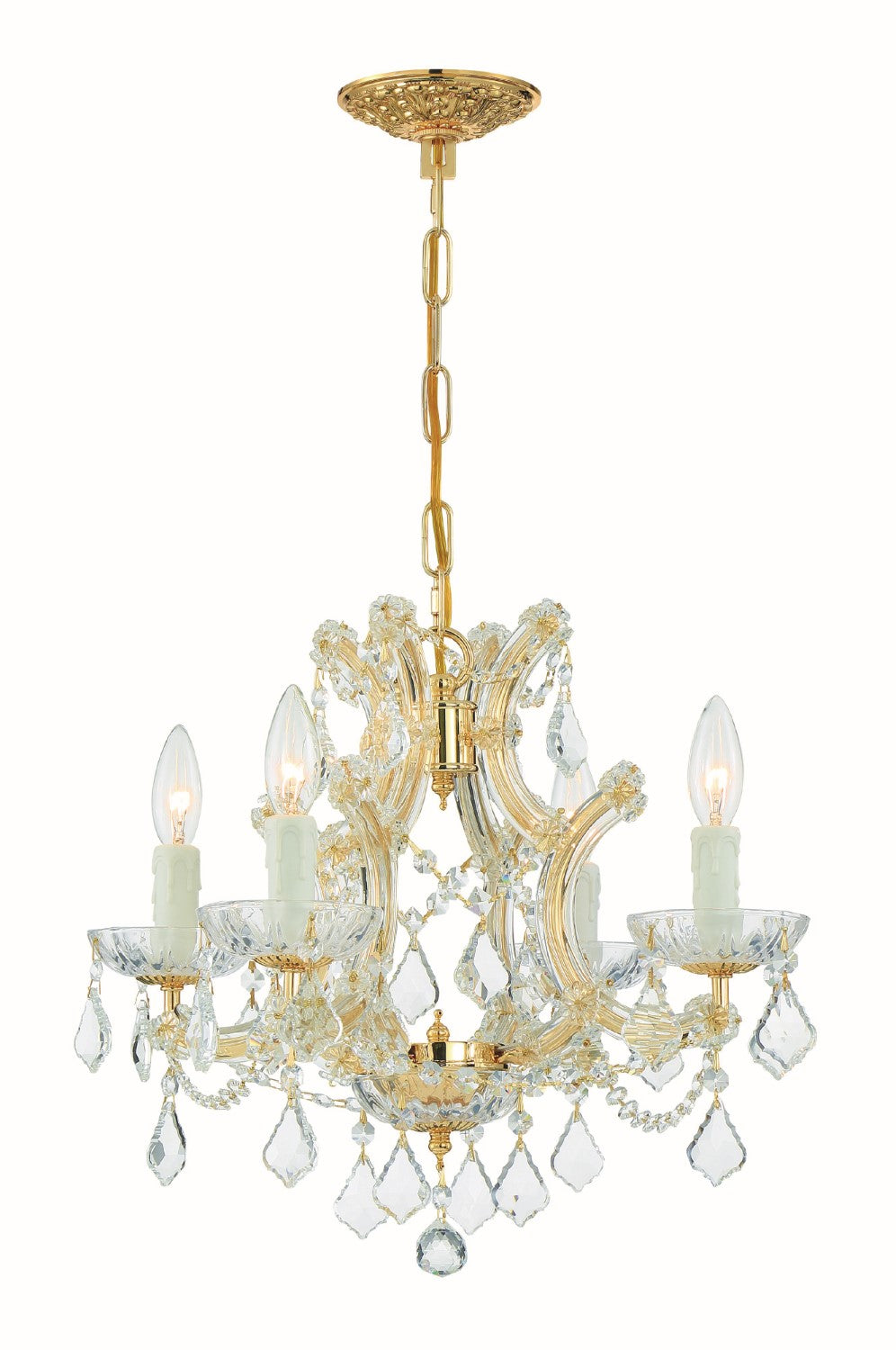 Crystorama 4474-CL-MWP Maria Theresa 4 Light Hand Cut Crystal Mini Chandelier