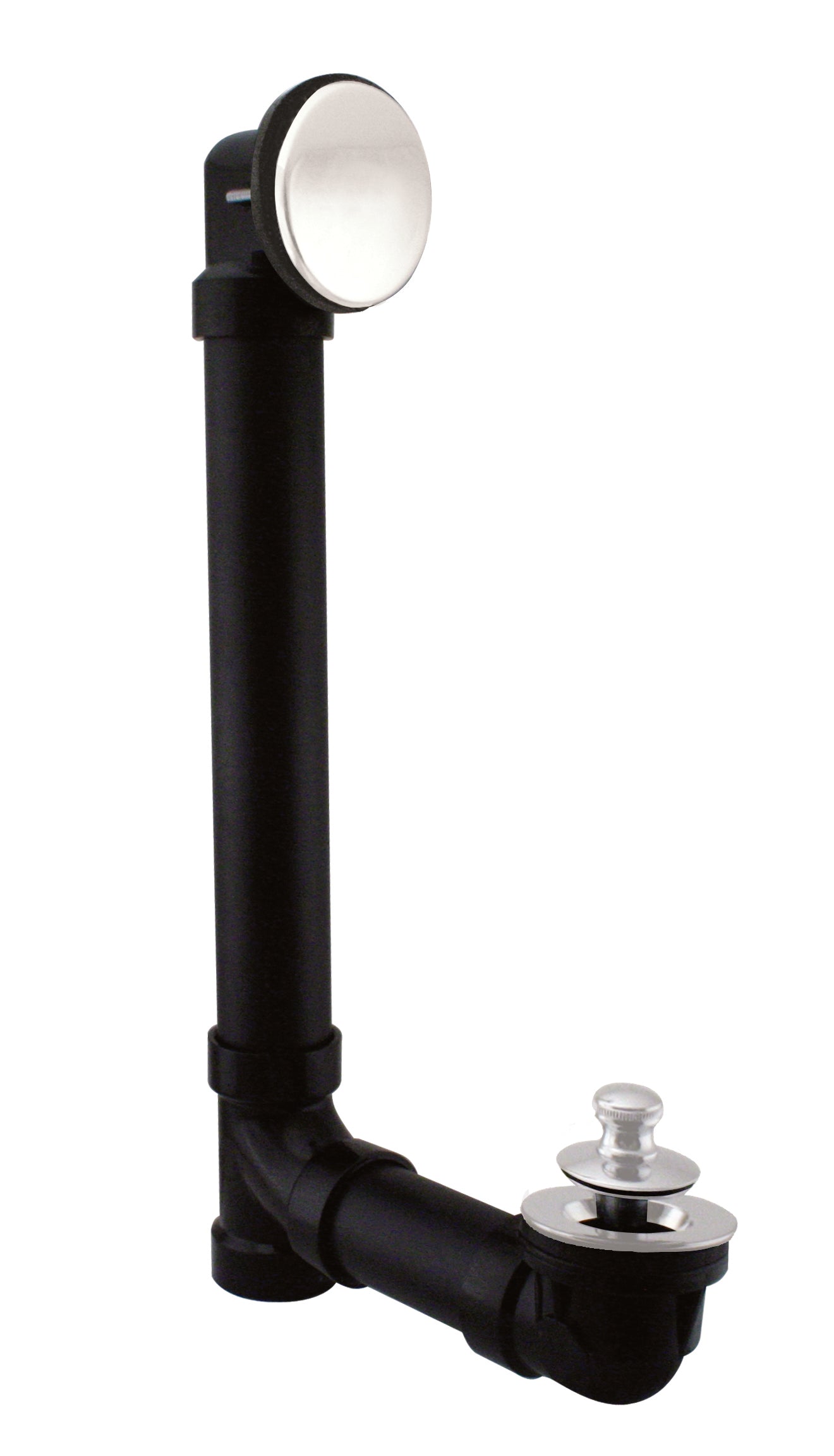 Westbrass 494144H Illusionary Overflow 12 in. and 4 in. Sch. 40 ABS Bath Waste and Overflow with Lift and Turn Bath Drain