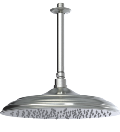 Rubinet 4F207 3 Function Shower Head with Wall Mount 8 Shower Arm Flange