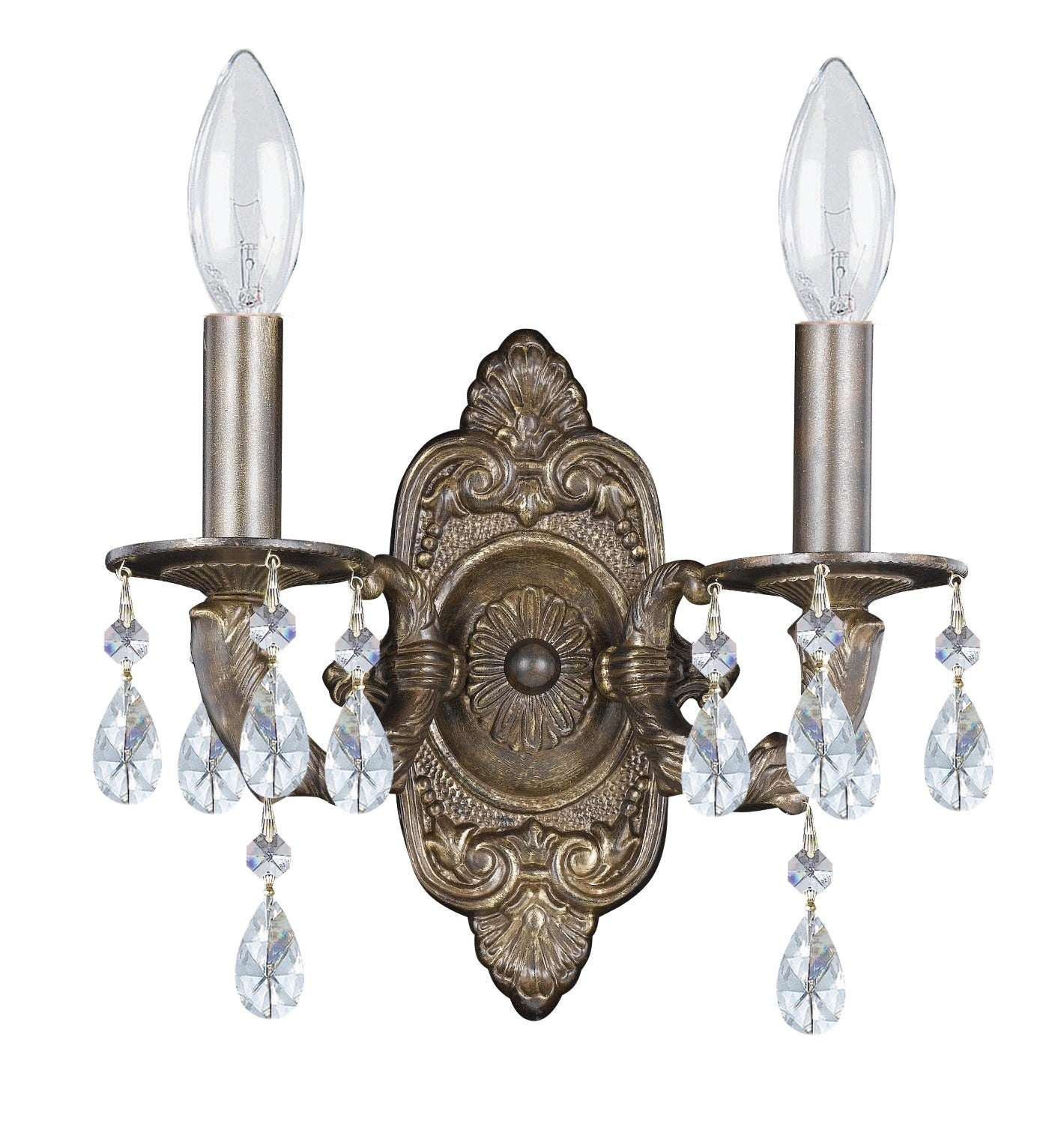 Crystorama 5022-CL-MWP Paris Market 2 Light Clear Crystal Wall Mount