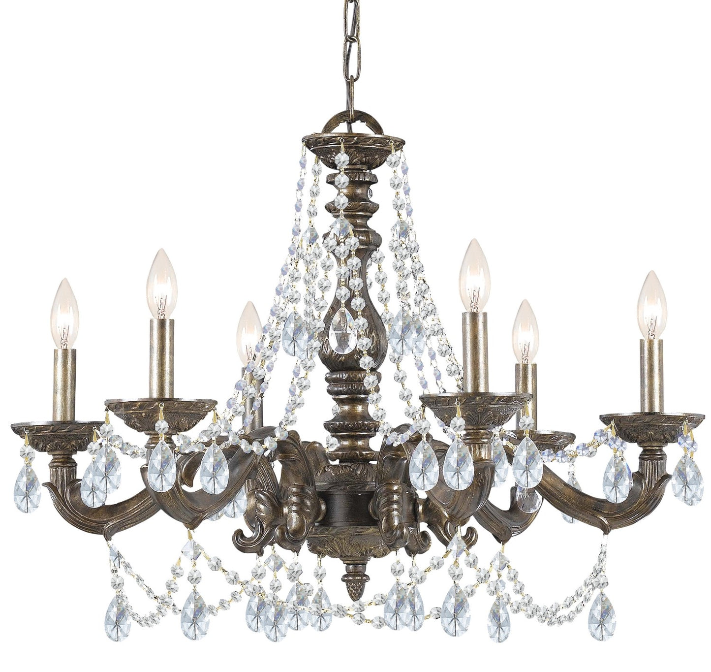 Crystorama 5026-CL-MWP Paris Market 6 Light Clear Crystal Chandelier