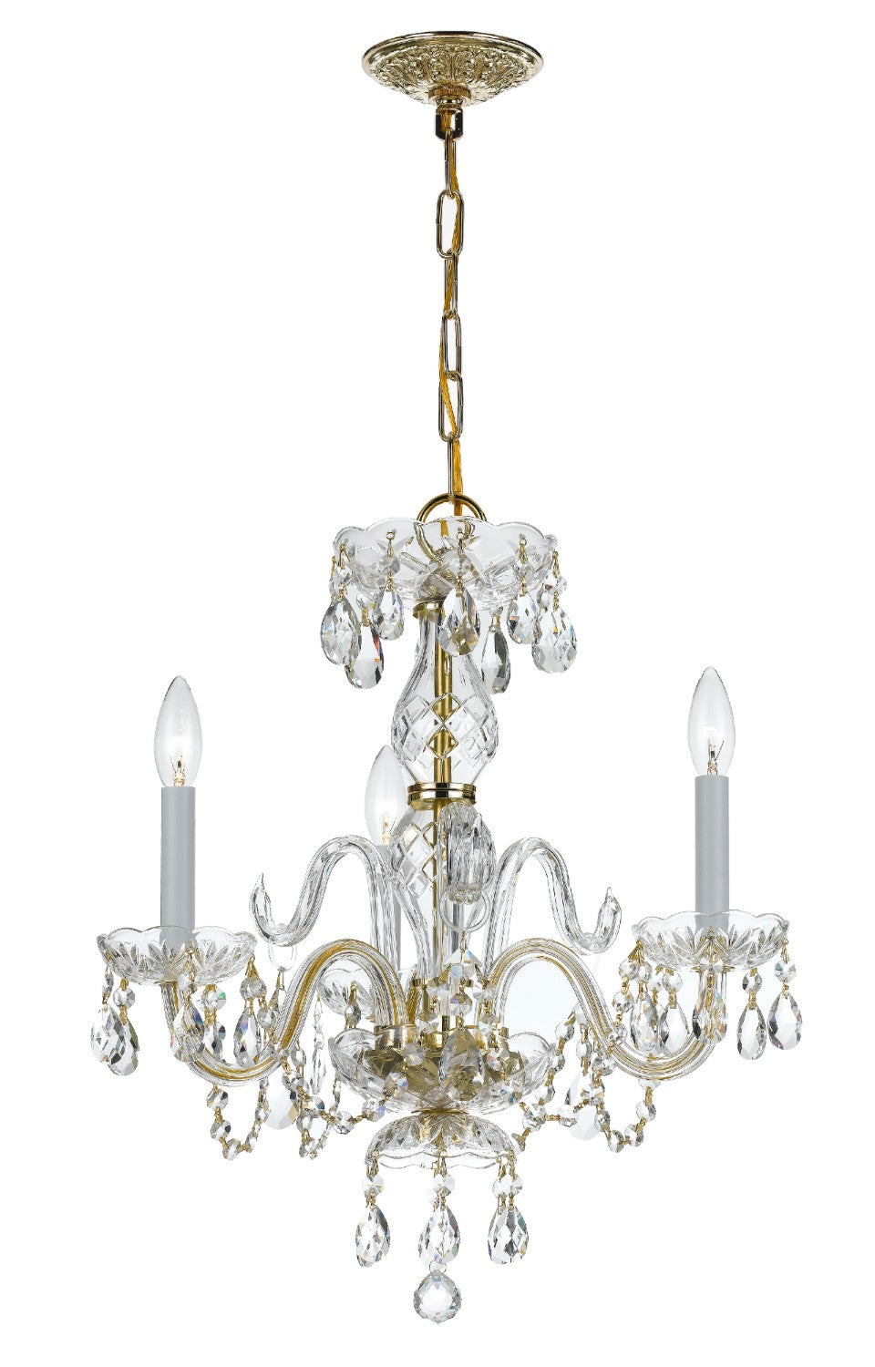 Crystorama 5044-CL-MWP Traditional Crystal 3 Light Clear Crystal Mini Chandelier