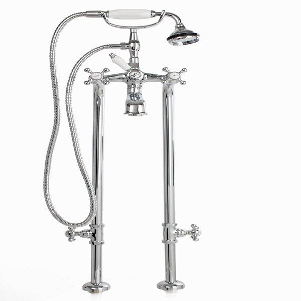 Cheviot 5102/3970XL 5100 Series Extra-Tall Free-Standing Tub Filler With Stop Valves - Lever Handles - Porcelain Accents - Parent