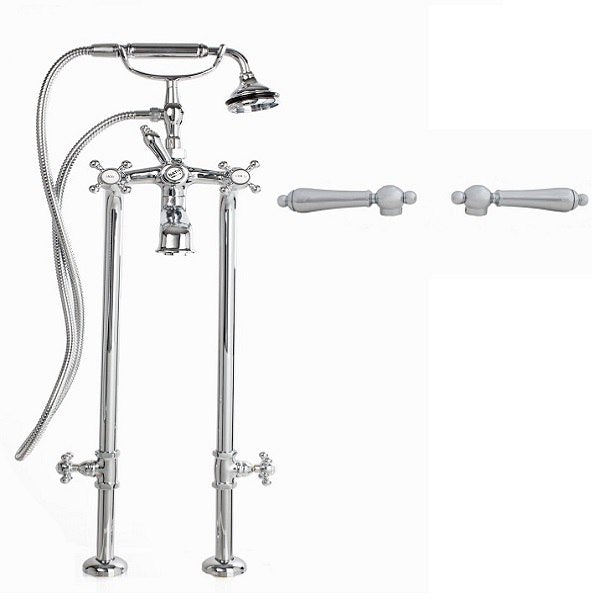 Cheviot 5117/3970-LEV 5100 Series Free-Standing Tub Filler With Stop Valves - Lever Handles - Metal Accents - Parent