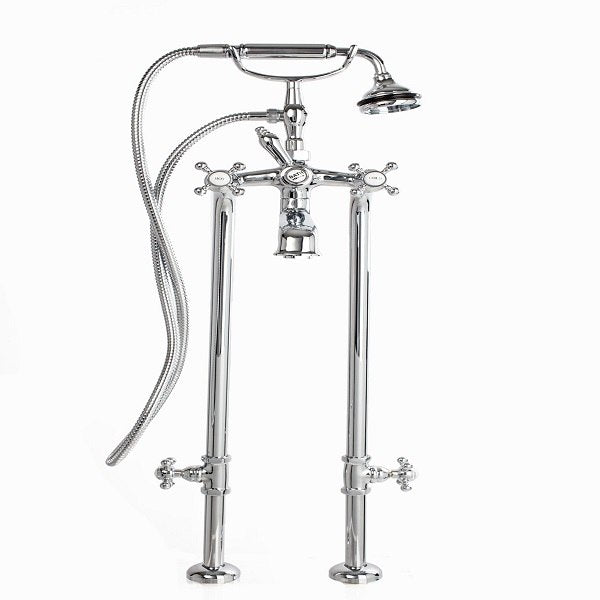 Cheviot 5117/3970XL 5100 Series Extra-Tall Free-Standing Tub Filler With Stop Valves - Lever Handles - Metal Accents - Parent