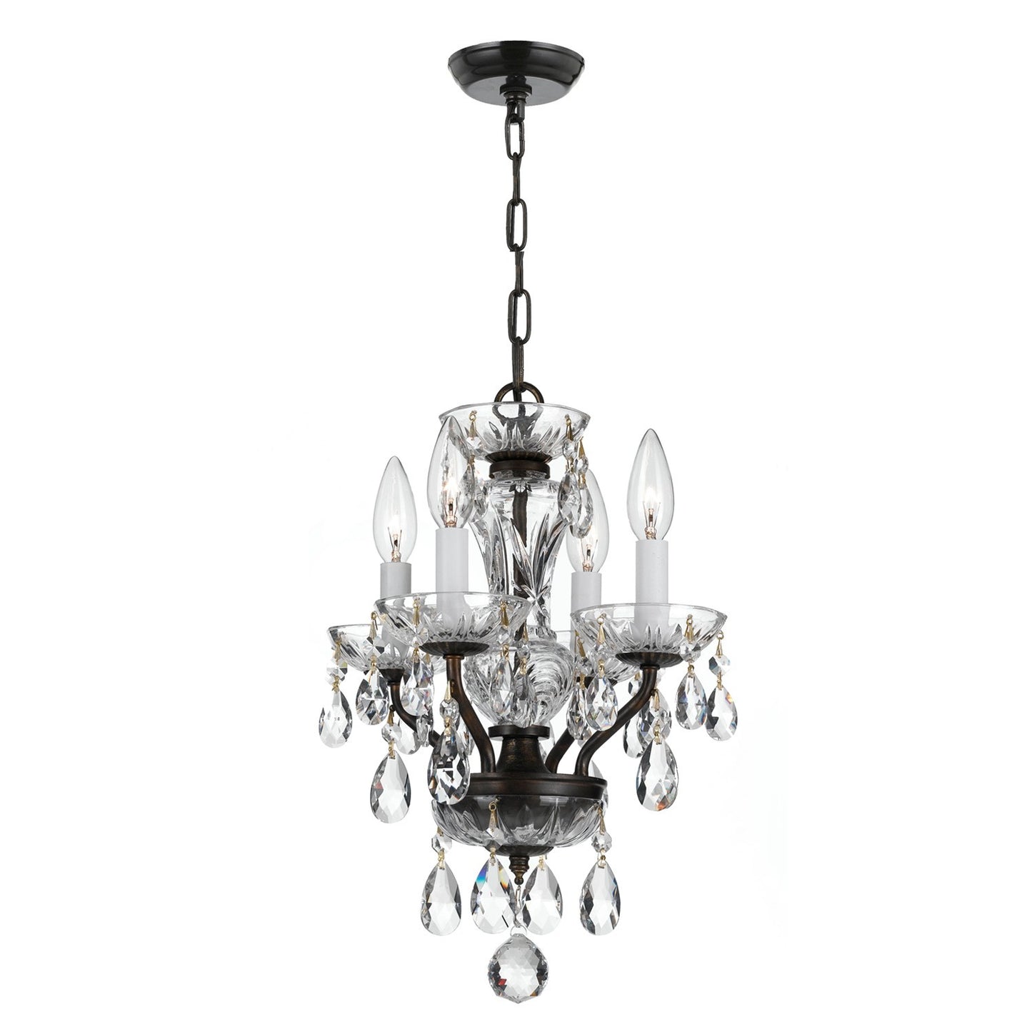Crystorama 5534-CL-S Traditional Crystal 4 Light Swarovski Strass Crystal Mini Chandelier