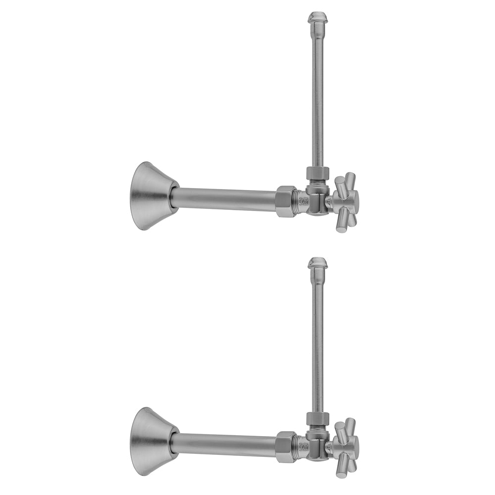 Jaclo 621-4-62CT Quarter Turn Angle Pattern 5/8" O.D. Compression (Fits 1/2" Copper) X 3/8" O.D. Faucet Supply Kit Contempo Cross, 20" Supply Tubes, Cover Tube, Escutcheons - Parent