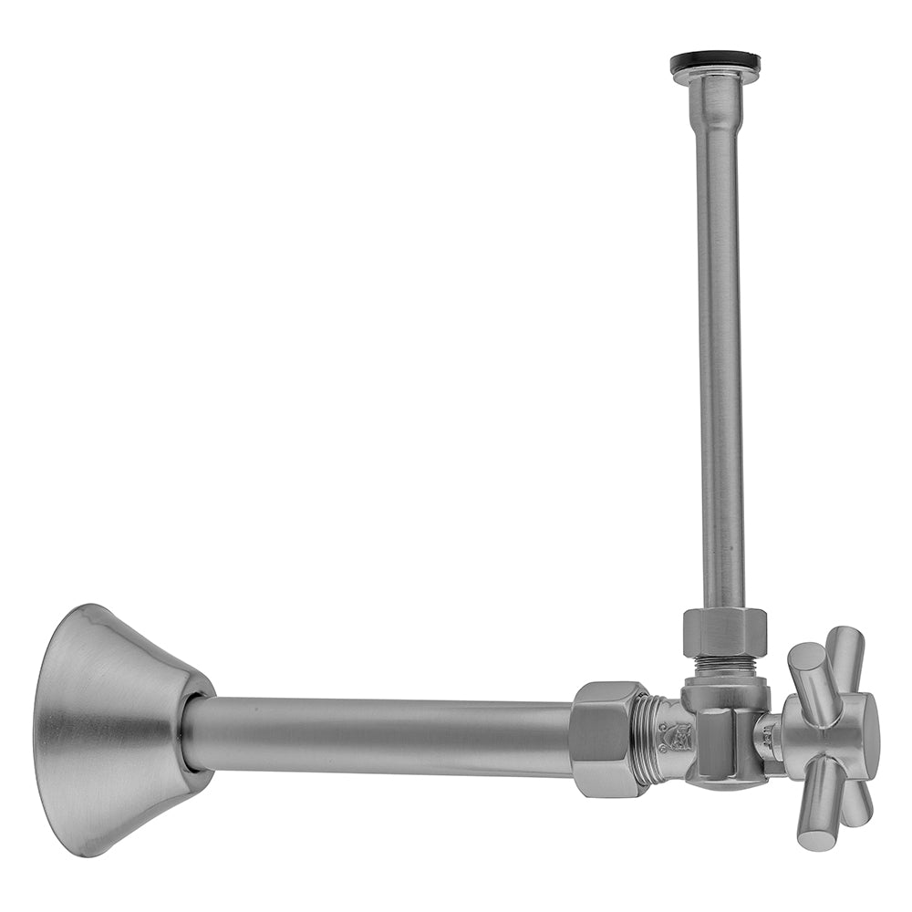 Jaclo 621-4-72CT Quarter Turn Angle Pattern 5/8" O.D. Compression (Fits 1/2" Copper) X 3/8" O.D. Toilet Supply Kit Contempo Cross Handle, 20" Supply Tube, Cover Tube, Escutcheon - Parent