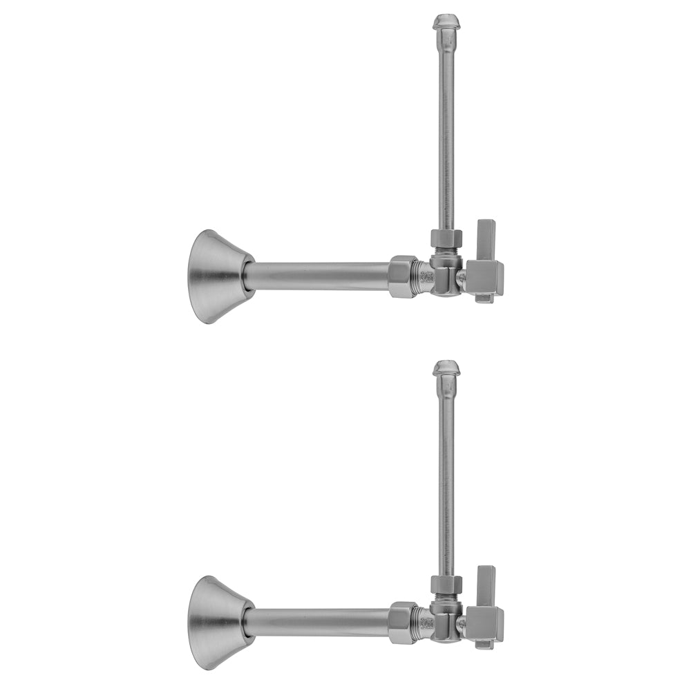 Jaclo 621-6-62CT Quarter Turn Angle Pattern 5/8" O.D. Compression (Fits 1/2" Copper) X 3/8" O.D. Faucet Supply Kit Square Lever, 20" Supply Tubes Cover Tubes, Escutcheons - Parent