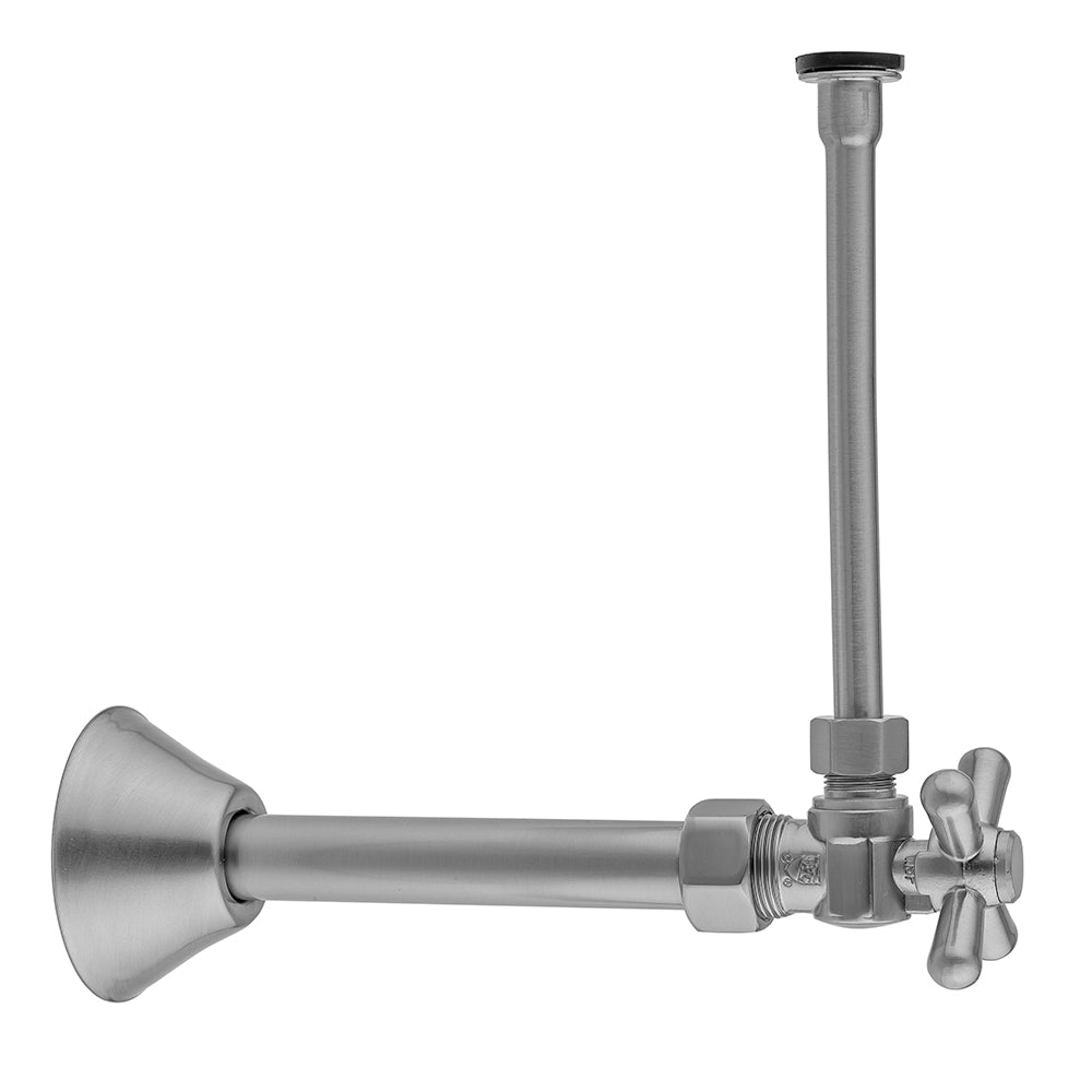 Jaclo 621-72CT Quarter Turn Angle Pattern 5/8" O.D. Compression (Fits 1/2" Copper) X 3/8" O.D. Toilet Supply Kit Standard Cross Handle, 20" Supply Tube Cover Tube, Escutcheon - Parent