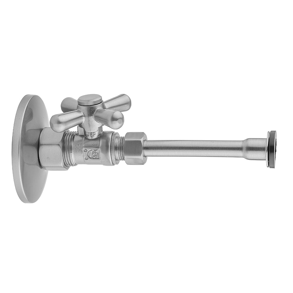 Jaclo 622-72 Quarter Turn Straight Pattern 5/8" O.D. Compression (Fits 1/2" Copper) X 3/8" O.D. Toilet Supply Kit With Oval Handle, 20" Supply Tube, Escutcheon - Parent