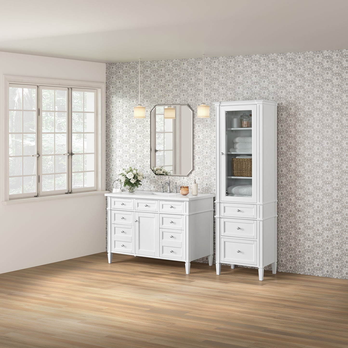 James Martin 655-LC-BW Brittany linen cabinet, bright white