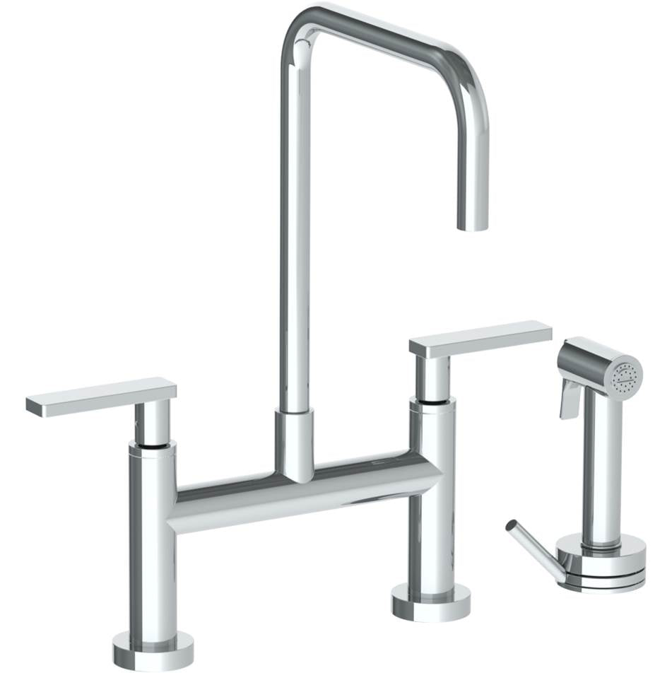 Watermark 70-7.65-RNS4 Rainey Deck Mounted Bridge Square Top Kitchen Faucet With Independent Side Spray