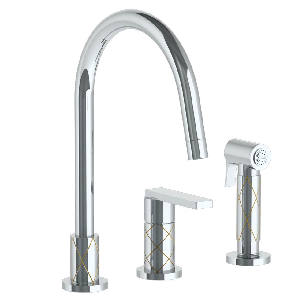 Watermark 71-7.1.3GA-LLD4V Deck Mounted 3 Hole Gooseneck Kitchen Set - Includes Side Spray - Parent