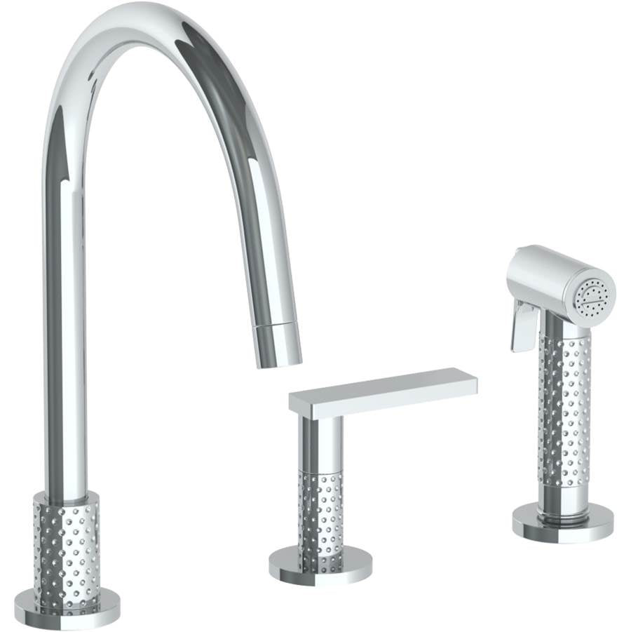 Watermark 71-7.1.3GA-LLP5 Lily Deck Mounted 3 Hole Gooseneck Kitchen Set - Includes Side Spray