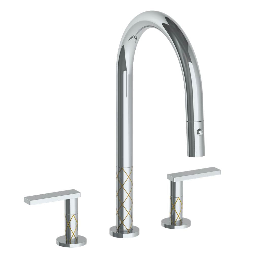 Watermark 71-7PG2-LLD4 Deck Mounted 3 Hole Gooseneck Kitchen Faucet With Pull Down Spray - Parent
