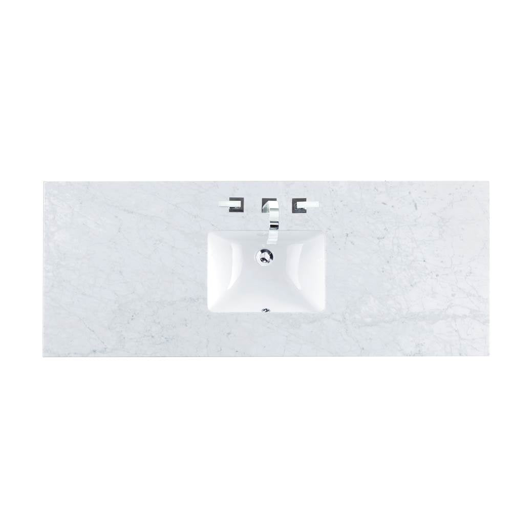James Martin 090-S60S-CAR-SNK 60" Single 3 CM Top, Carrara White With Sink