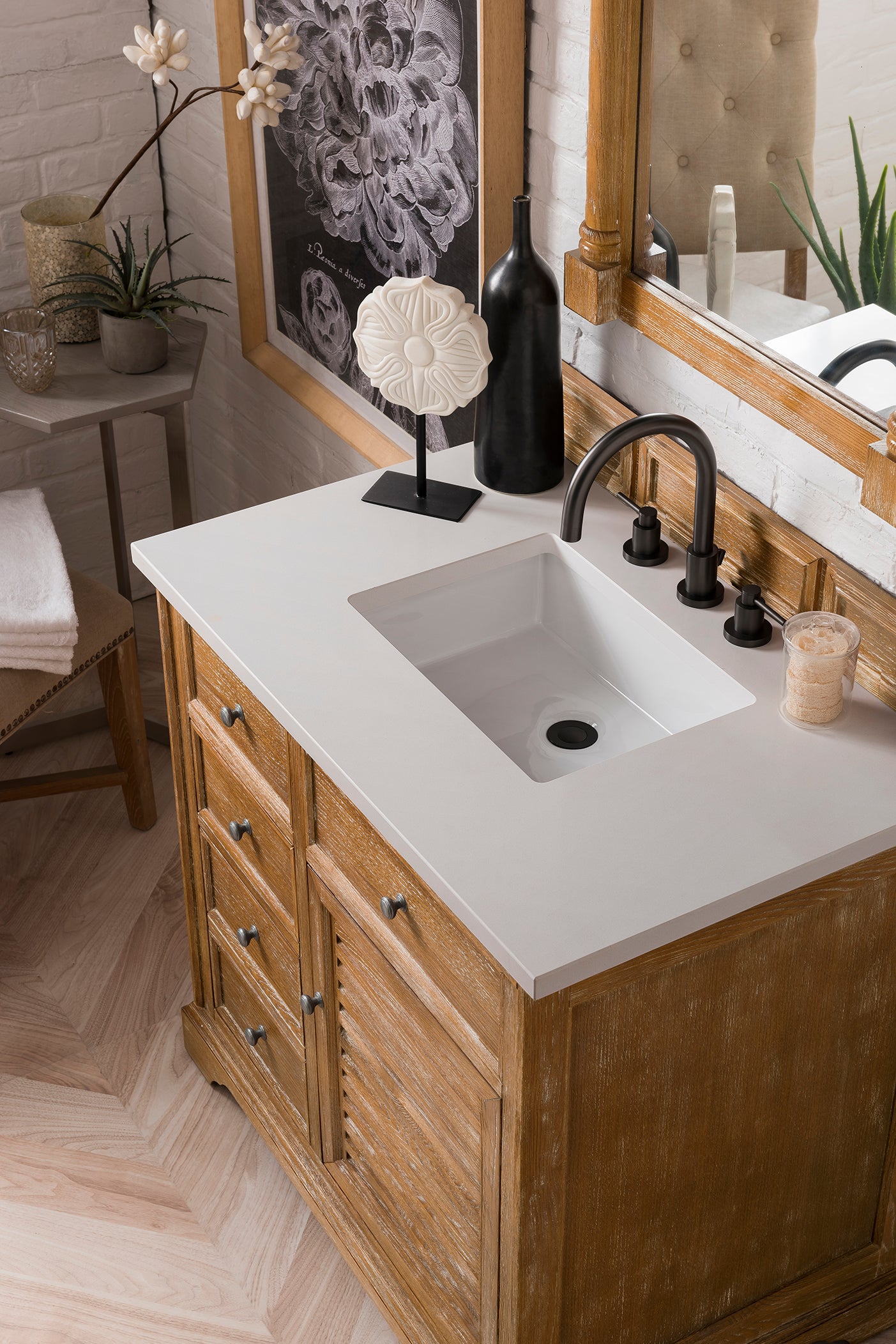 James Martin 238-104-5511-3WZ Savannah 36" Single Vanity Cabinet With 3 CM Top - Driftwood