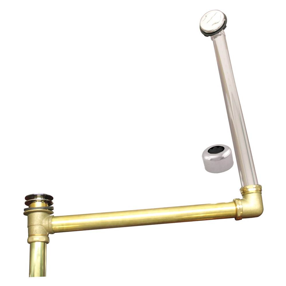 Westbrass 7932420HRDC Brass Direct Outlet Semi-Exposed Waste and Overflow with Tip-Toe Drain