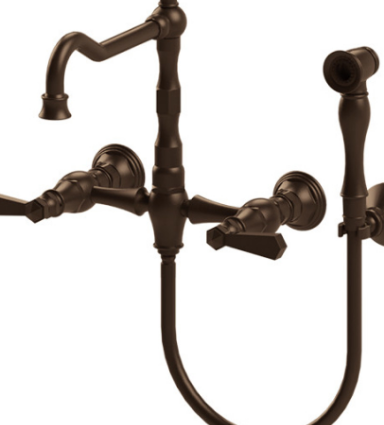 Rubinet 8XHXL Wall Mount Kitchen Bridge Faucet With Hand Spray