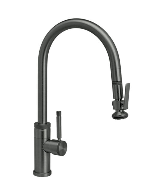 Waterstone 9810 Industrial Standard Reach Pulldown Angled Spout Faucet w/Lever Sprayer