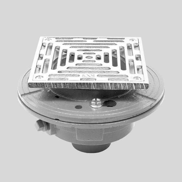 Sigma APS.11.505T 2'' Cast Iron Floor Drain With 6 X 6'' Square Adjustable Strainer Assembly Trim