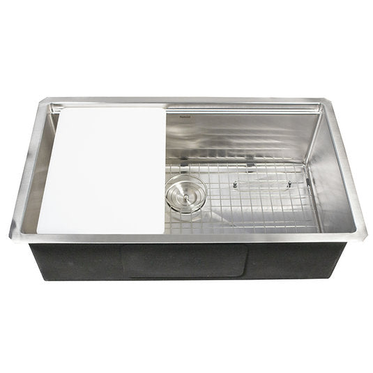 Nantucket Sinks AW-PS-3219-16 All Weather Prep Station Small Radius Undermount Stainless Sink with Accessories