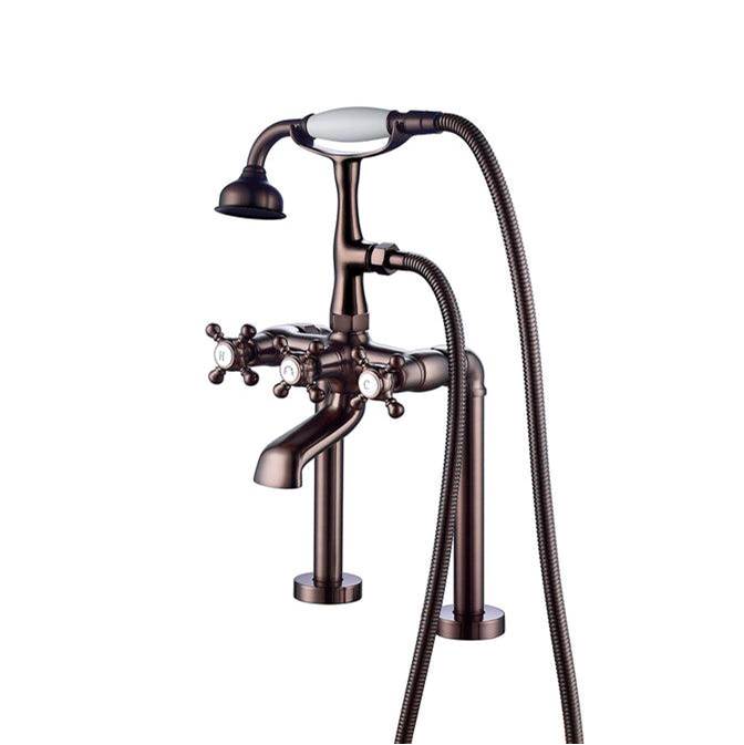 Barclay 4609-MC Deck Mount Filler With Hand Shower 6 Straight Body Cross Handles