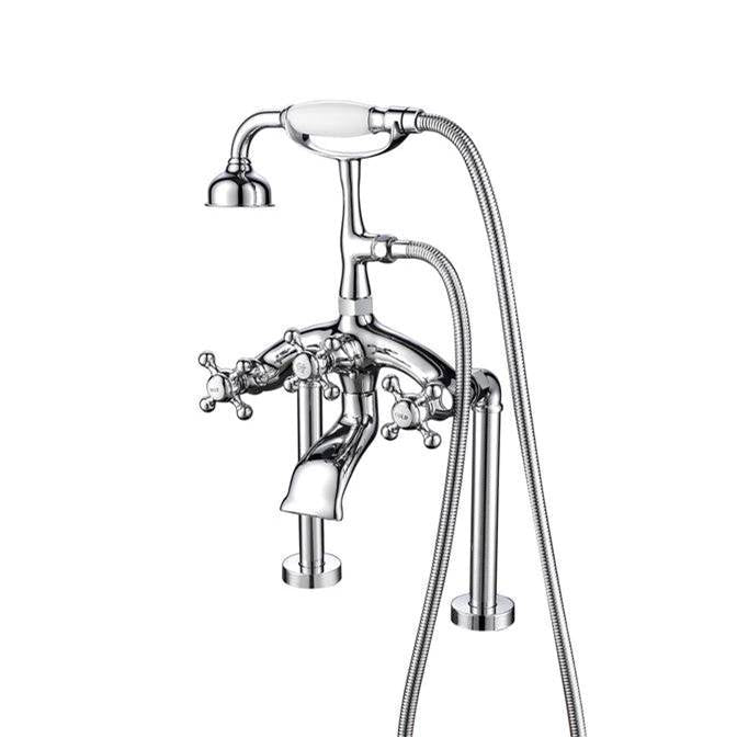 Barclay 4613-MC Deck Mount Filler With Hand Shower 8 Curved Body Cross Handles