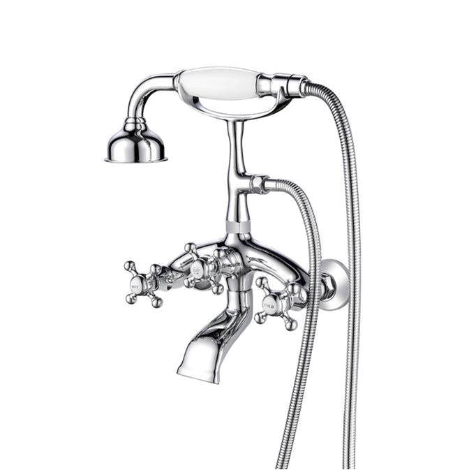 Barclay 4614-MC Wall Mount Filler With Hand Shower 8 Curved Body Cross Handles
