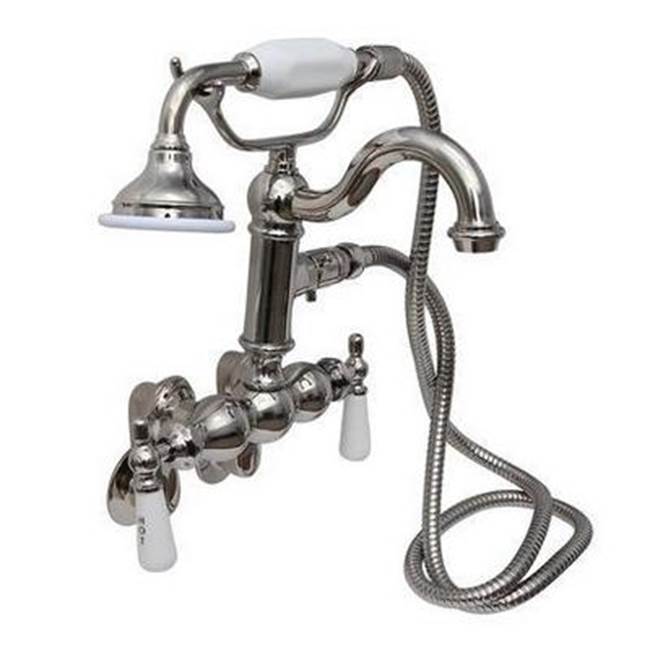 Barclay 4802-PL Hook Spout With Hand Shower Tub Wall Mount Porcelain Holders