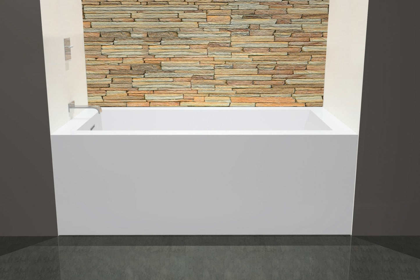 Wet Style BC1106-L-WHNT-COP Cube Bath 60 X 32 X 21 - 3 Walls - L Hand Drain - Built In Nt O/F Wh Drain - Parent