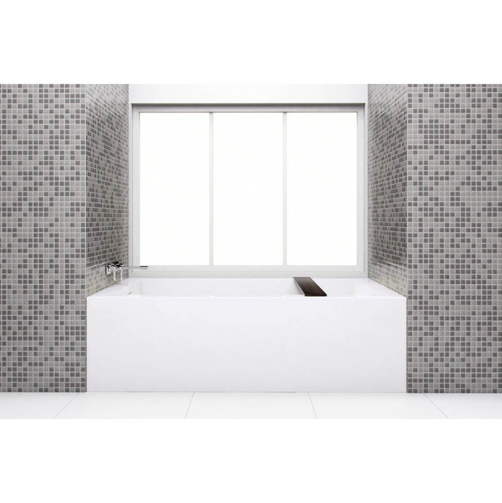 Wet Style BC1406-R-WHNT Cube Bath 60 X 30 X 18 - 3 Walls - R Hand Drain - Built In Nt O/F Wh Drain