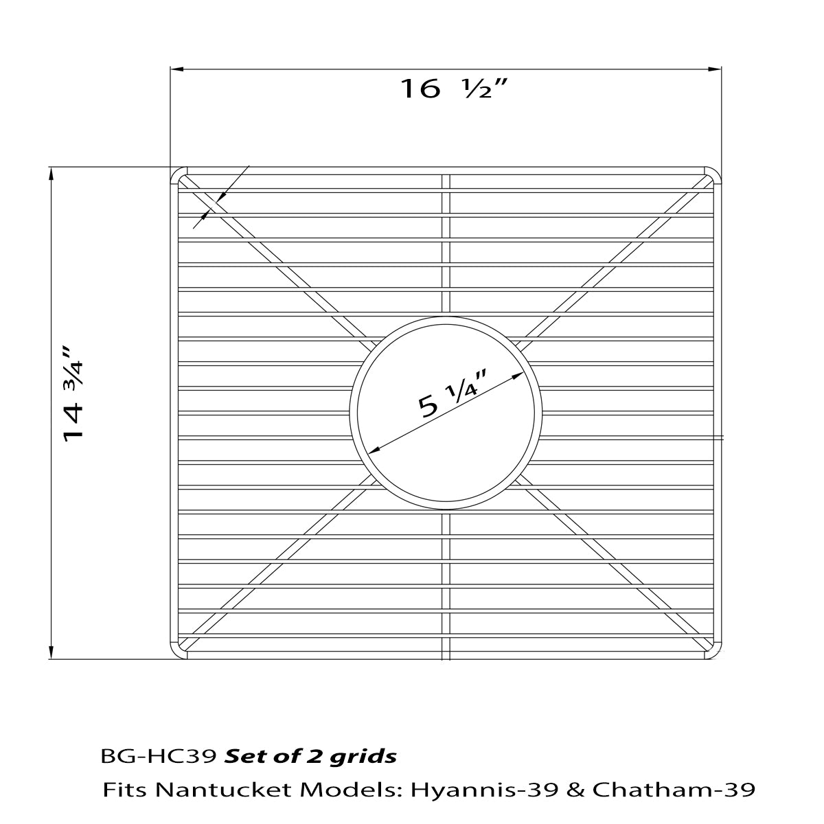 Nantucket Sinks BG-HC39 Stainless Steel Bottom Grids Set BG-HC39
