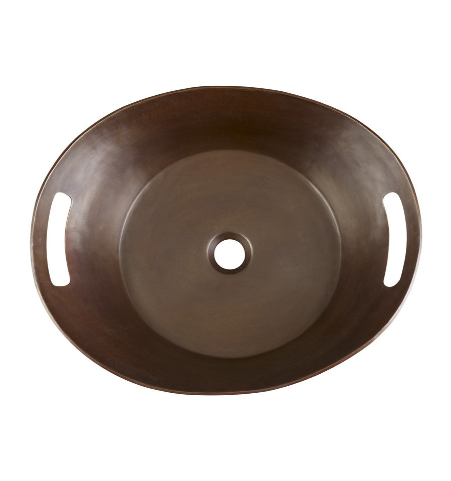 Thompson Traders BOV-2016BC Legacy Bath Beaker Oval Handcrafted Vessel Sink with handles Smooth Black Copper