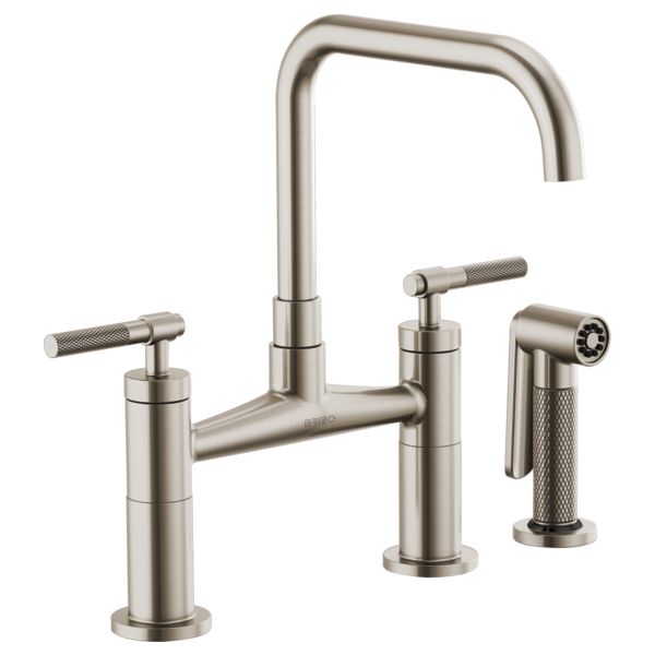 Brizo 62553LF Litze Bridge Faucet With Square Spout and Knurled Handle